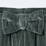 Toddler Girl Velvety Wide-Leg Pant with Bow - Dark Green
