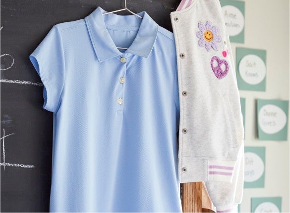 polo shirt hanging in classroom