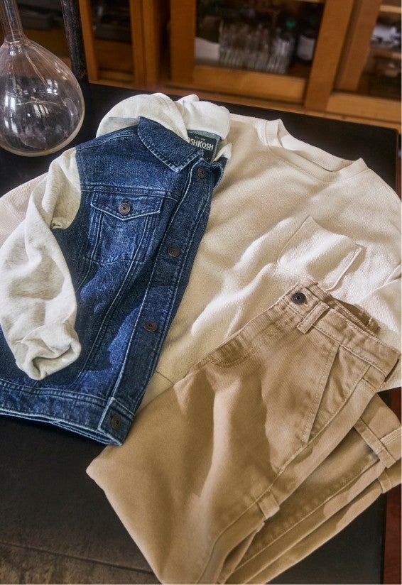 denim jacket shirt and pants in classroom lab