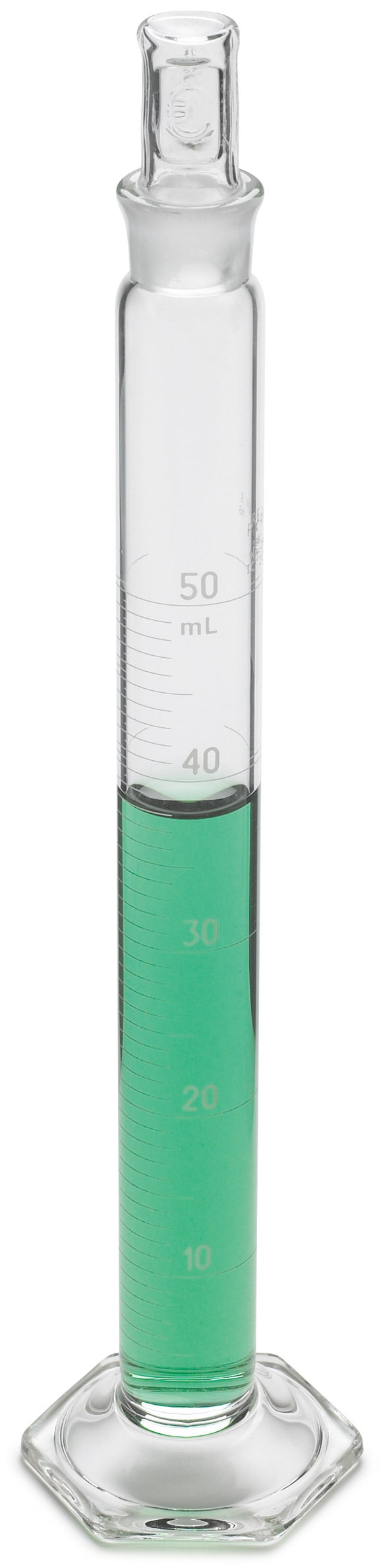 Cylinder, graduated, mixing, Glass, 50 mL +-0.4 mL, 1.0 mL divisions, glass stopper #16