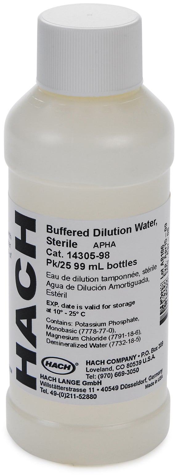 Buffered Dilution Water, 99 mL, pk/25