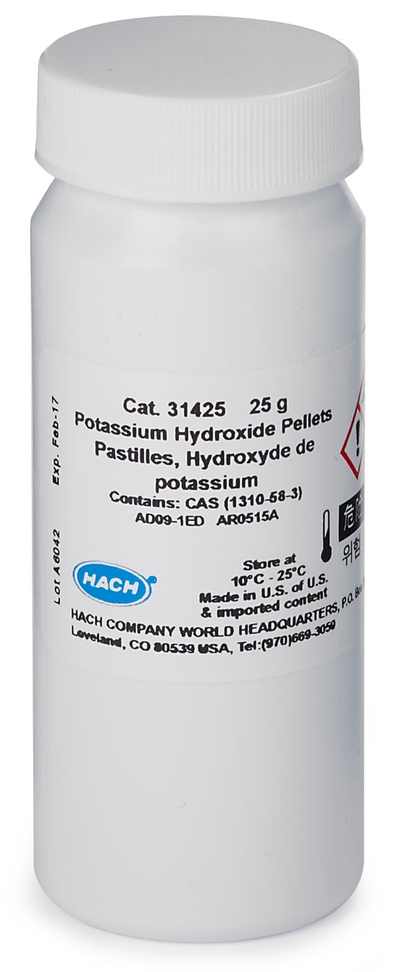 Potassium Hydroxide Pellets, 25 g