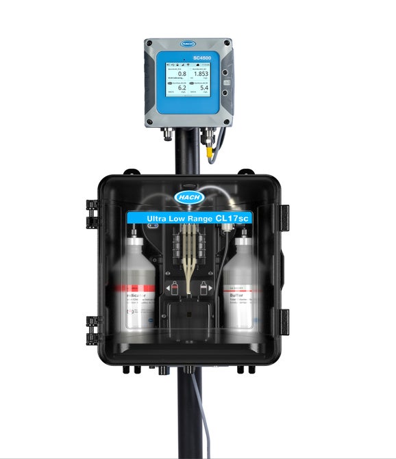 Ultra Low Range CL17sc Total Chlorine Analyzer with Pressure Regulator Installation Kit and SC4500 Controller and Reagents