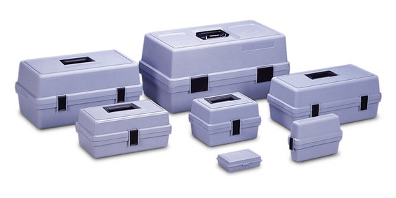 MultiTest kit case (8.6 x 9.7 x 17.2 in), blue polypropylene