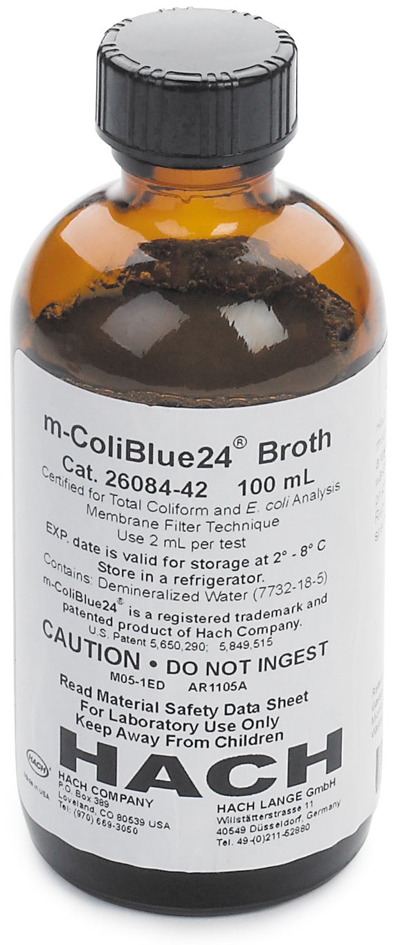 m-ColiBlue24® Broth, 100mL Bottle (50 test)