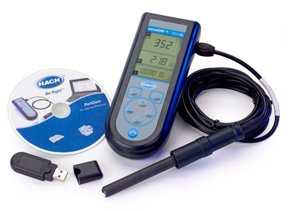 Sension+ EC5 DL Portable Conductivity/TDS Meter, Field Kit with 2 Poles Titanium for Difficult Samples and Data Logger