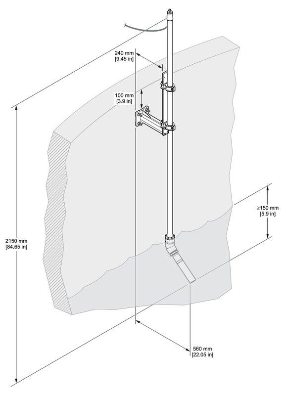 Pole mounting hardware N-ISE, 24 cm bracket, SS pole 2 m