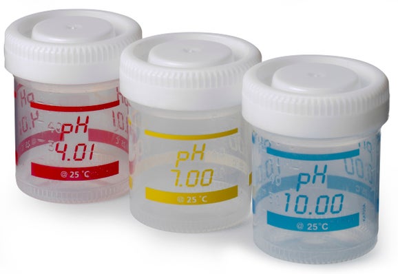 3 each 50 mL printed containers for Sension+ laboratory pH calibration