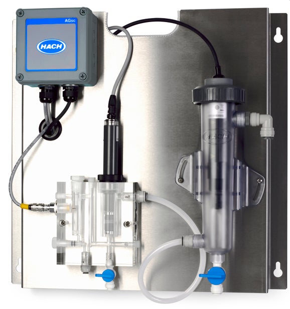 CLF10 sc Free Chlorine Sensor, sc100 Controller, and Stainless Steel Panel with Grab Sample Only
