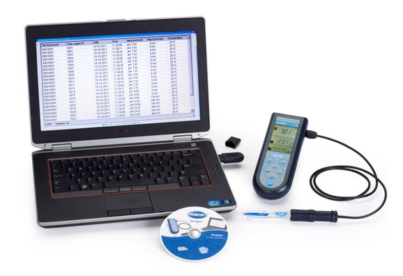 Sension+ PH1 DL Portable pH Meter with Data Logger, Field Kit with Electrode for Difficult Samples