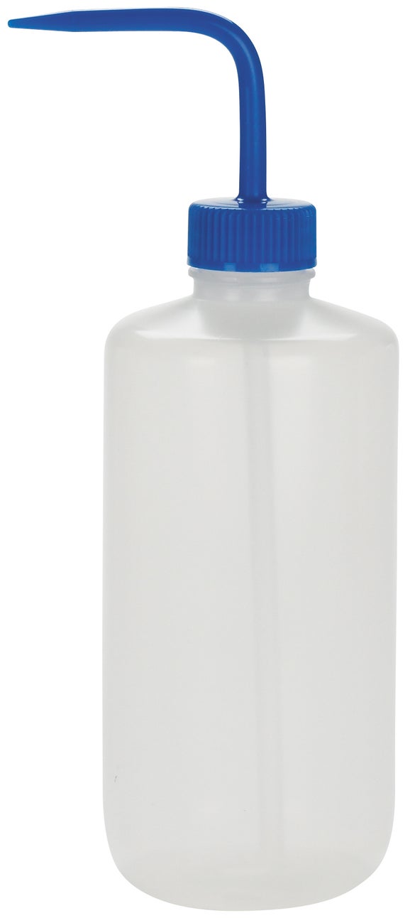 Bottle, Wash, Nalgene, Narrow Mouth, 500 mL, Blue Cap/Stem, 6/pk