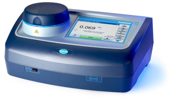 A TU5200 laboratory turbidimeter with an RFID connectivity and a large color display