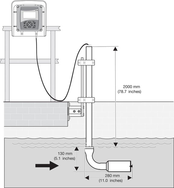 Solitax t-line sc Turbidity immersion probe, 0.001 - 4000 NTU, with wiper, PVC