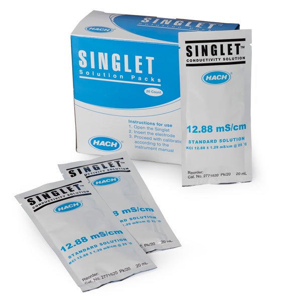Singlet Single-use Conductivity Standard Solution, 12.88 mS/cm, KCl, 20 mL