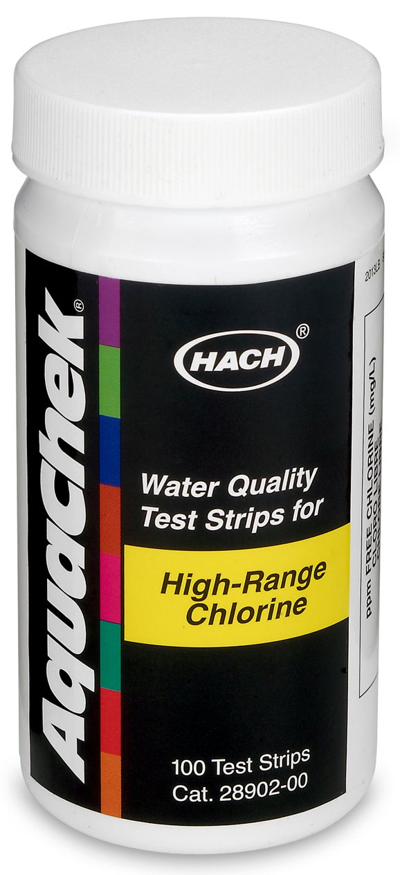 Free Chlorine Test Strips, 0-600 mg/L, 100 tests
