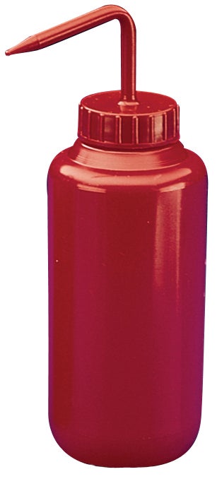 Bottle, Wash, Red, Narrow Mouth, 500 mL, 6/pk
