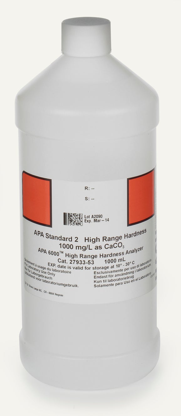 APA6000 High Range Hardness Standard 2, 1000 mg/L, 1L