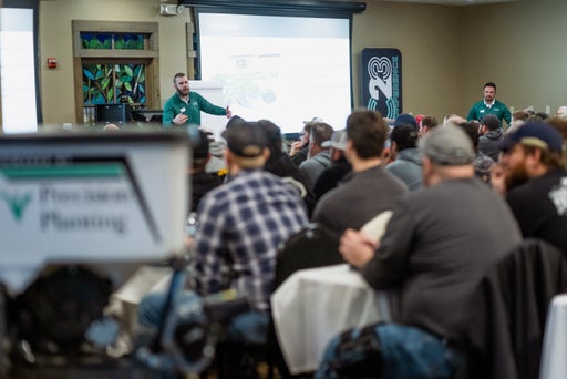 An in-person session at a remote location for Precision Planting's Winter Conference
