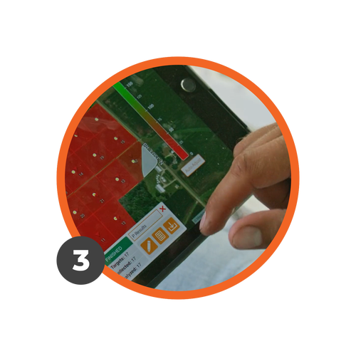 An agronomist touches a tablet device with Radicle Lab results inside the Radicle App.