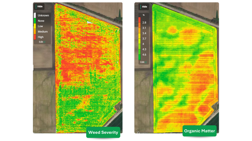 Panorama maps show that high organic matter areas that hold moisture result in late‑season weed escapes.