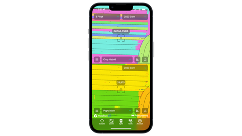 Com o Panorama da Precision Planting, você pode identificar áreas específicas em seu campo para ver resumos de dados.