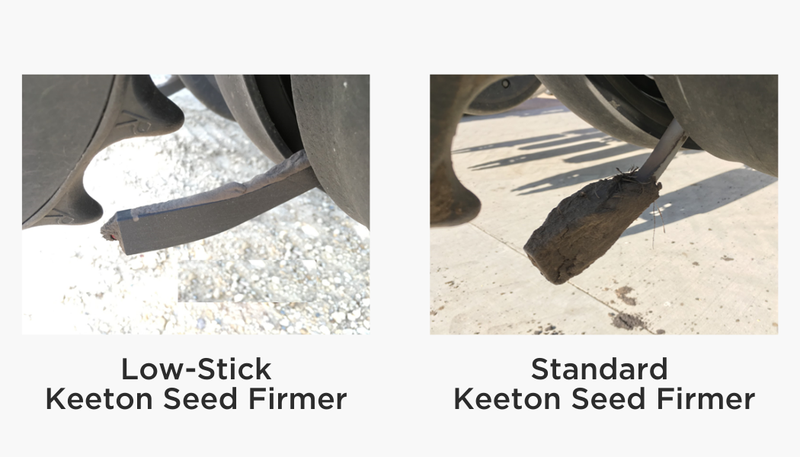 Side by side comparison of Low stick keeton seed firmer and standard keeton seed firmer.