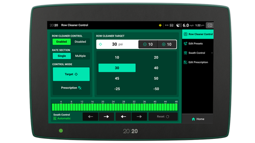 The CleanSweep controller allows you to make row cleaner adjustments from the cab.