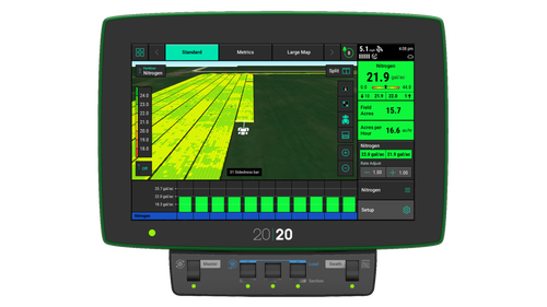 Watch your Nitrogen application in real-time on the 20|20 in the tractor cab. 