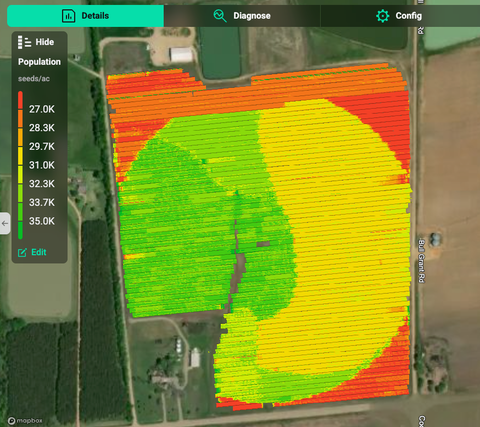 20|20 map of planted field area using the RateController that adjusts applied rates on the go.