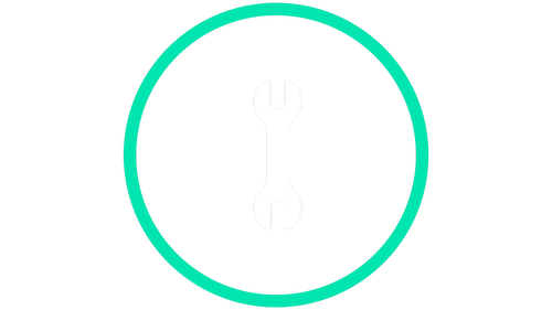 White wrench icon inside a green circle outline.
