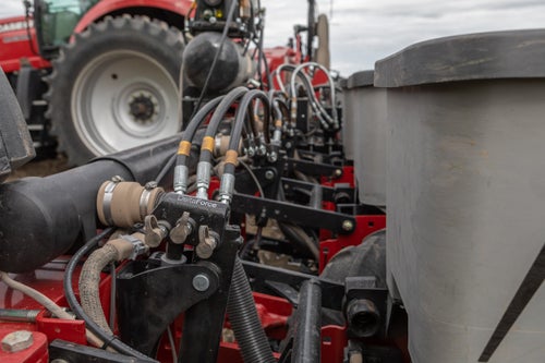 Precision Planting DeltaForce on Case IH 1200 Series in Nebraska farm planting 