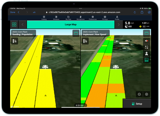 Interactively view your in-cab Gen 3 20|20, remotely monitor field progress, and analyze diagnostics from your tablet or computer.