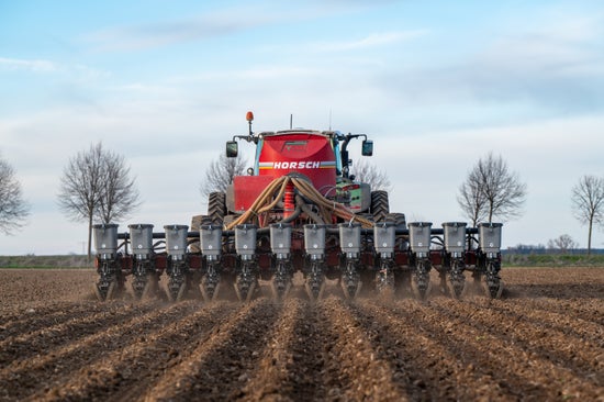 Horsch® Maestro® planter with both factory integrated technology and aftermarket upgrades from Precision Planting. 