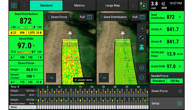 The 20|20 Monitor showing seed distribution in the planter's path.