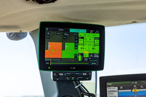 20|20 mounted in sprayer cab showing SymphonyVision | Spot weed severity data
