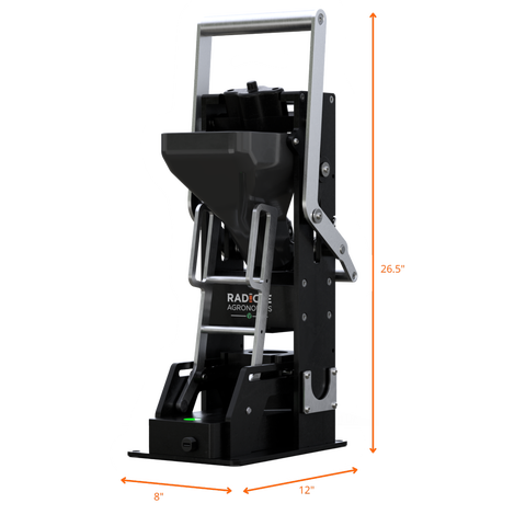 GeoPress Lite with measurements in inches: 26.5-inch height, 12-inch width, & 8-inch depth.