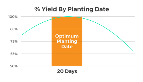 Chart showing yield optimization when corn planting occurs in the optimal planting window
