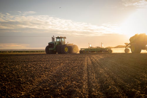 air seeder sunset