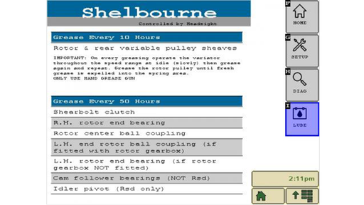 The Horizon App provides in-cab monitoring and control on combine VT for Shelbourne heads with the Horizon controller. 