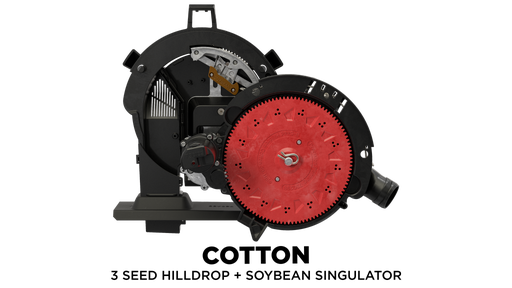 Precision Planting's vacuum meter vSet upgrade with 3-seed hilldrop cotton disc installed.