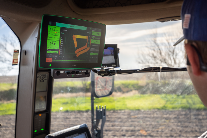 20|20 monitor in sprayer cab running SymphonyNozzle control modules