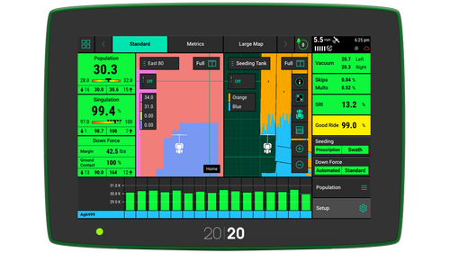 mSet pairs with Precision Planting's 20|20, vSet meter, and vDrive electric drive to offer visualization through the monitor.