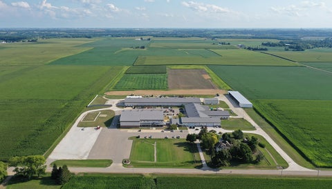 Aerial view of Precision Planting's headquarters in Tremont, Illinois.