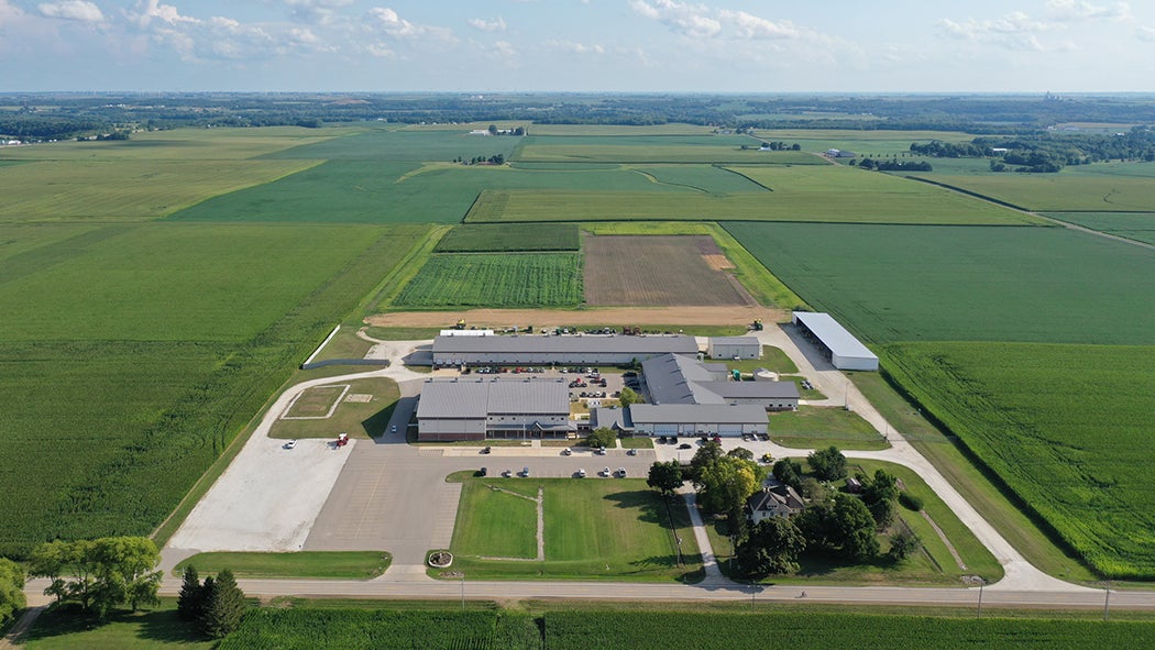 Aerial view of the Precision Planting facility in Tremont, Illinois