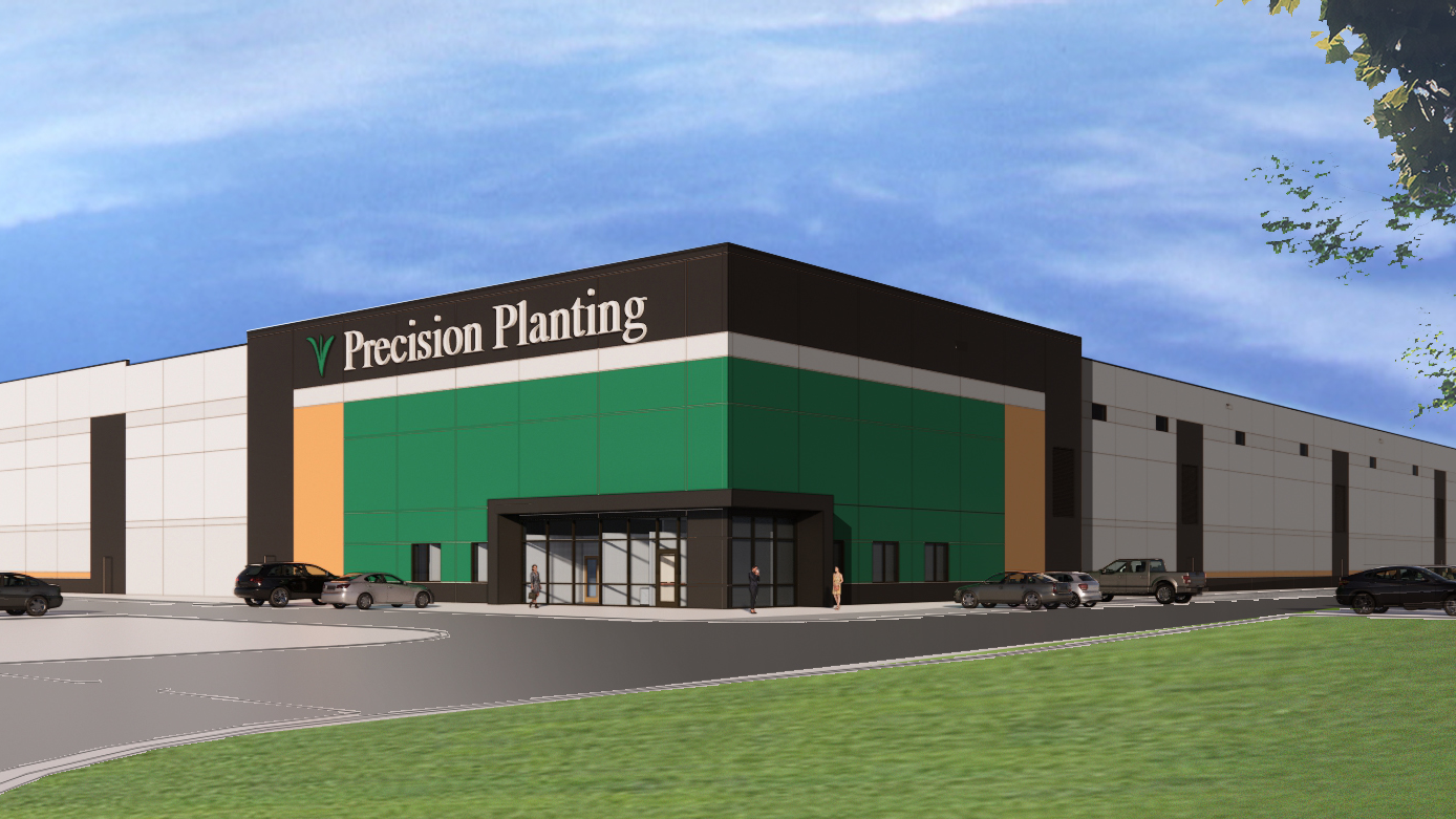 3D rendering of Precision Planting's future production and shipping operations site in Morton, Illinois