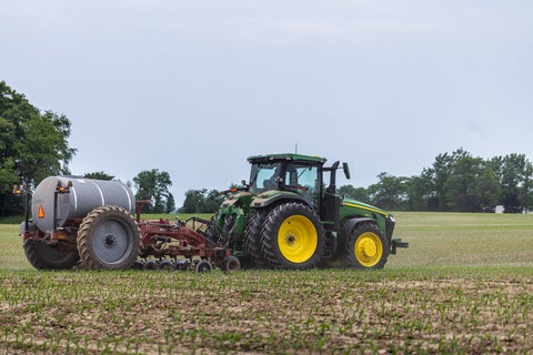 Case IH sidedress liquid fertilizer applicator toolbar with Precision Planting liquid upgrades.