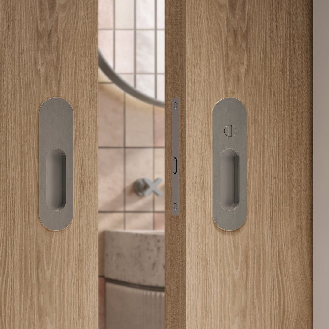 Duke Privacy Set Leroy Sliding Double Door Privacy Set - Stainless Steel | ABI Interiors