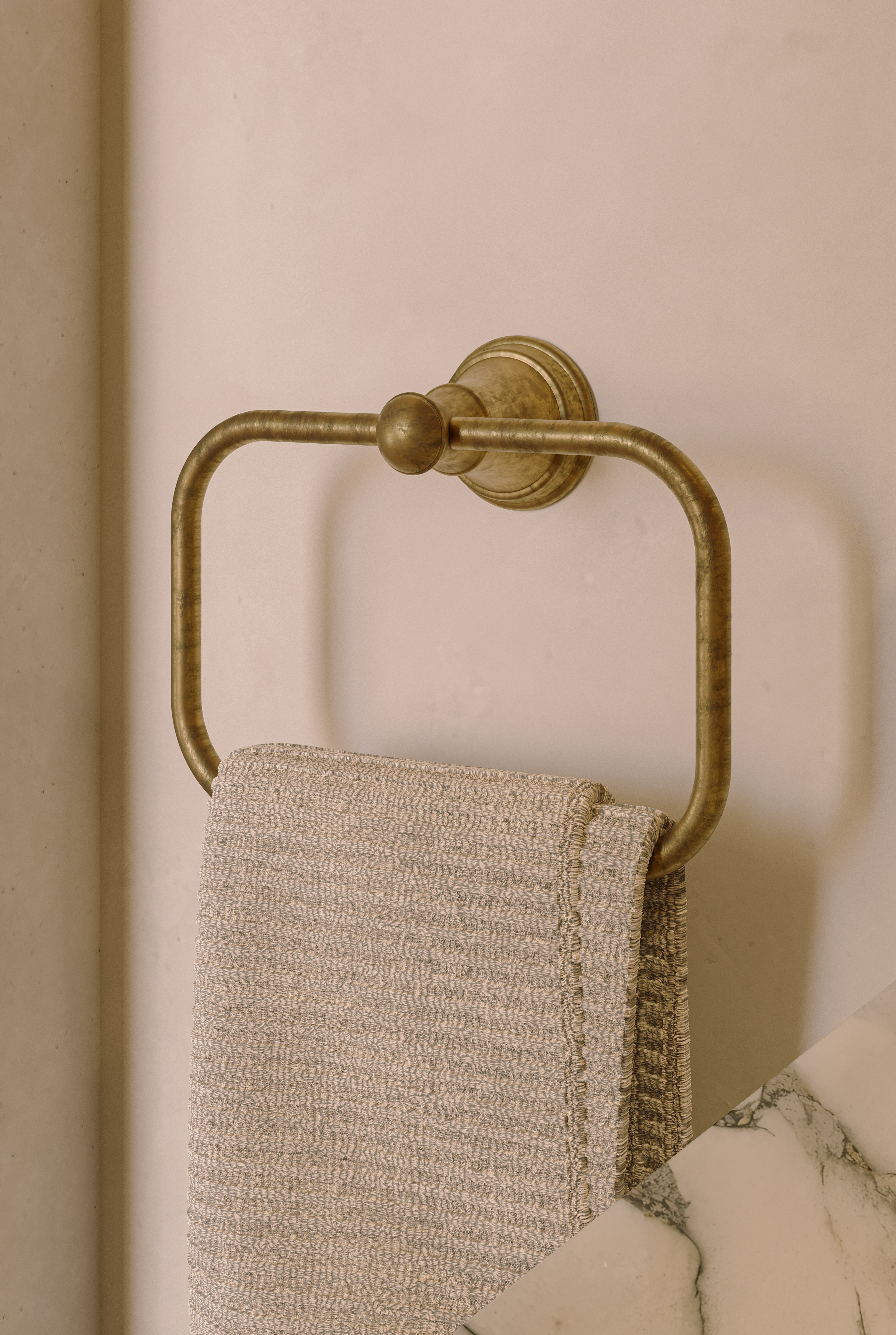 Kingsley Bathroom Accessories in Tumbled Aged Brass