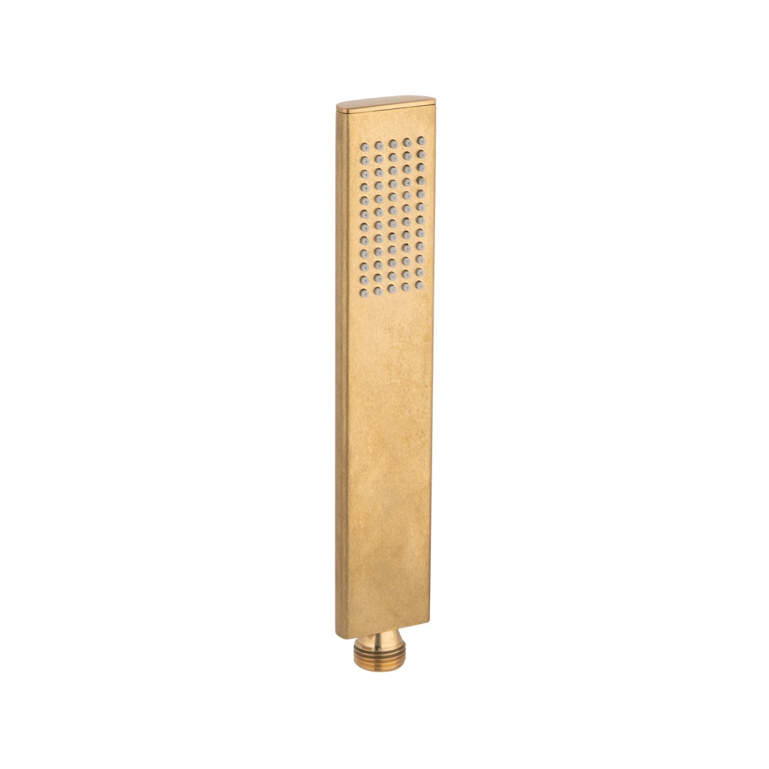 Rounded Rectangle Hand Shower - Tumbled Aged Brass | ABI Interiors