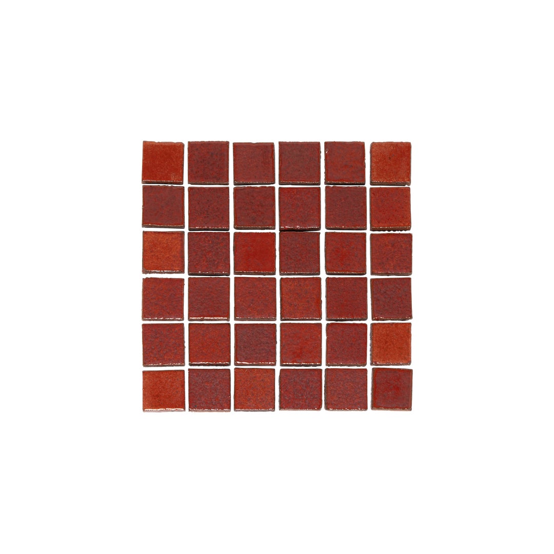 Miyako Handmade Square Mosaic Tile - Rustic Red | ABI Interiors
